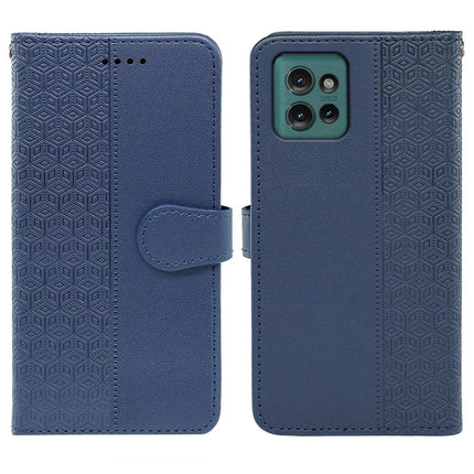 For Motorola Edge 50 5G Wallet Phone Case Pattern Imprint Leather Flip Cover - Blue