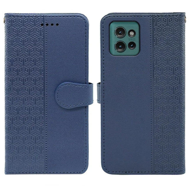 For Motorola Edge 50 5G Wallet Phone Case Pattern Imprint Leather Flip Cover - Blue