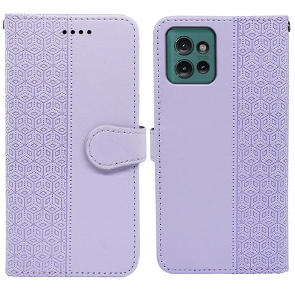 For Motorola Edge 50 5G Wallet Phone Case Pattern Imprint Leather Flip Cover - Purple