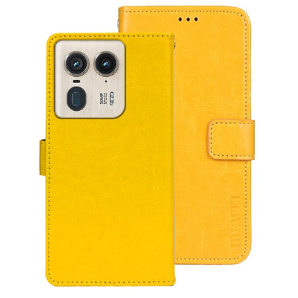 IDEWEI For Motorola Edge 50 Ultra 5G Stand Case Crazy Horse Texture Leather Phone Cover - Yellow