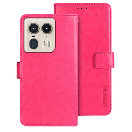 IDEWEI For Motorola Edge 50 Ultra 5G Stand Case Crazy Horse Texture Leather Phone Cover - Rose