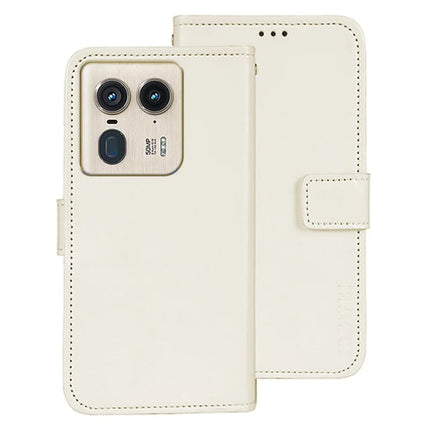 IDEWEI For Motorola Edge 50 Ultra 5G Stand Case Crazy Horse Texture Leather Phone Cover - White
