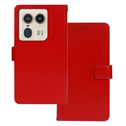 IDEWEI for Motorola Edge 50 Ultra 5G Case Card Slots Holder Leather Phone Cover Crazy Horse Texture - Red