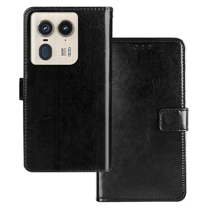 IDEWEI for Motorola Edge 50 Ultra 5G Case Card Slots Holder Leather Phone Cover Crazy Horse Texture - Black