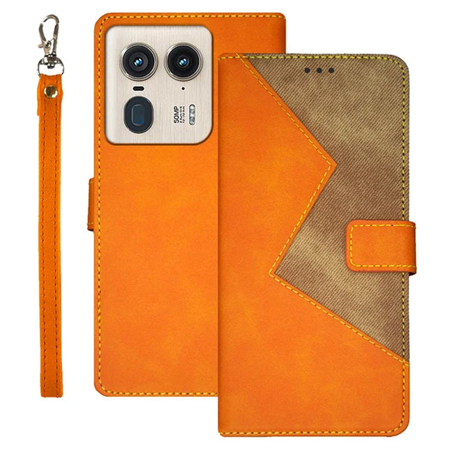 IDEWEI For Motorola Edge 50 Ultra 5G Case Card Slots Splicing Color Leather Phone Cover - Yellow