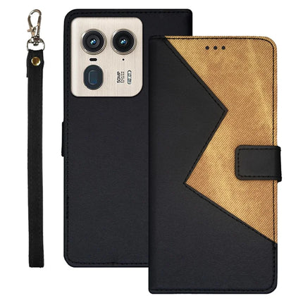 IDEWEI For Motorola Edge 50 Ultra 5G Case Card Slots Splicing Color Leather Phone Cover - Black