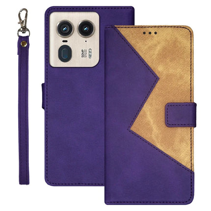 IDEWEI For Motorola Edge 50 Ultra 5G Case Card Slots Splicing Color Leather Phone Cover - Purple