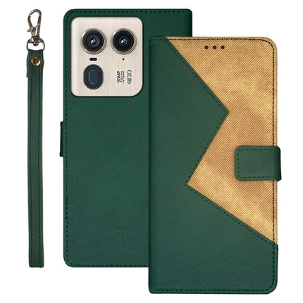 IDEWEI For Motorola Edge 50 Ultra 5G Case Card Slots Splicing Color Leather Phone Cover - Green