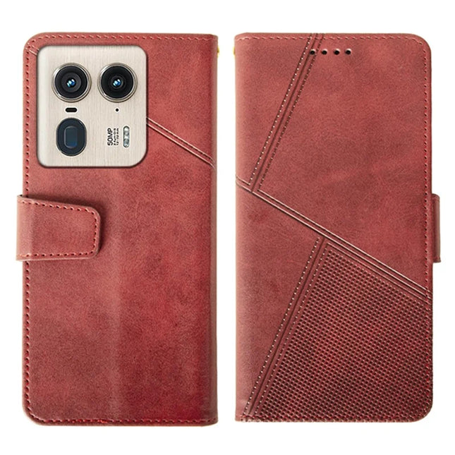 IDEWEI For Motorola Edge 50 Ultra 5G Case Leather Wallet Phone Cover Stand Calf Texture - Red