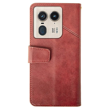 IDEWEI For Motorola Edge 50 Ultra 5G Case Leather Wallet Phone Cover Stand Calf Texture