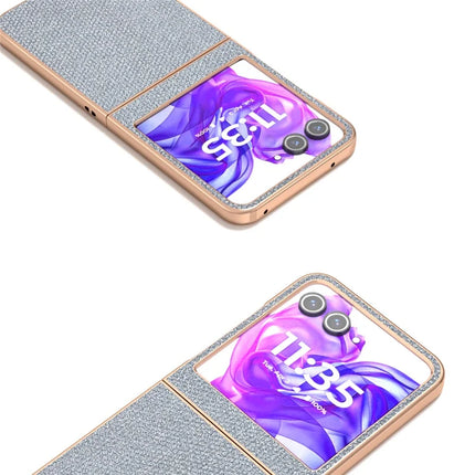 For Motorola Razr 50 5G Case Rhinestone Texture PU+TPU Phone Cover Electroplating Edge