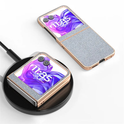 For Motorola Razr 50 5G Case Rhinestone Texture PU+TPU Phone Cover Electroplating Edge