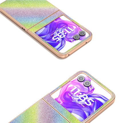 For Motorola Razr 50 5G Case Rhinestone Texture PU+TPU Phone Cover Electroplating Edge