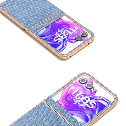 For Motorola Razr 50 5G Case Rhinestone Texture PU+TPU Phone Cover Electroplating Edge