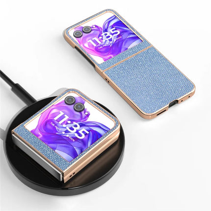 For Motorola Razr 50 5G Case Rhinestone Texture PU+TPU Phone Cover Electroplating Edge