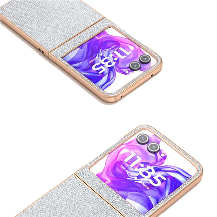 For Motorola Razr 50 5G Case Rhinestone Texture PU+TPU Phone Cover Electroplating Edge