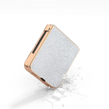For Motorola Razr 50 5G Case Rhinestone Texture PU+TPU Phone Cover Electroplating Edge