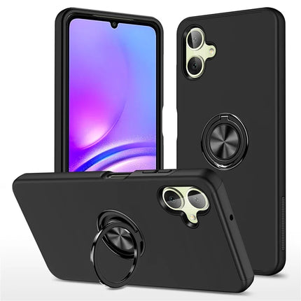 For Samsung Galaxy A06 Case PC+TPU Phone Cover with Rotatable Ring Holder - Black