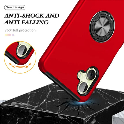 For Samsung Galaxy A06 Case PC+TPU Phone Cover with Rotatable Ring Holder