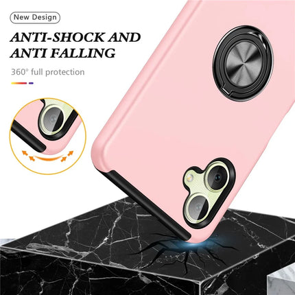 For Samsung Galaxy A06 Case PC+TPU Phone Cover with Rotatable Ring Holder