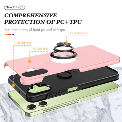 For Samsung Galaxy A06 Case PC+TPU Phone Cover with Rotatable Ring Holder