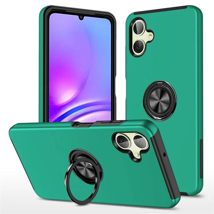 For Samsung Galaxy A06 Case PC+TPU Phone Cover with Rotatable Ring Holder - Blackish Green