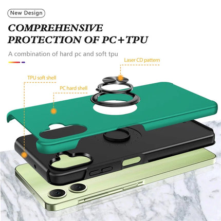 For Samsung Galaxy A06 Case PC+TPU Phone Cover with Rotatable Ring Holder