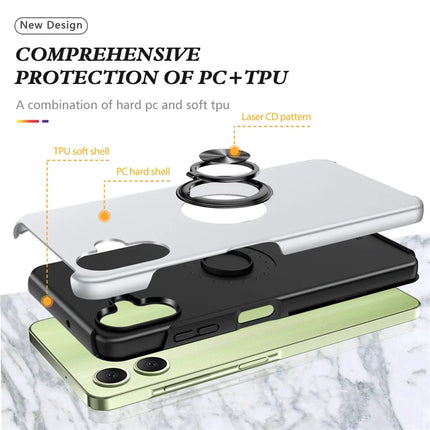 For Samsung Galaxy A06 Case PC+TPU Phone Cover with Rotatable Ring Holder
