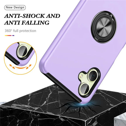 For Samsung Galaxy A06 Case PC+TPU Phone Cover with Rotatable Ring Holder