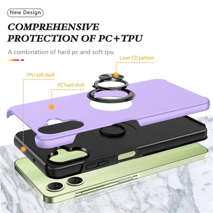 For Samsung Galaxy A06 Case PC+TPU Phone Cover with Rotatable Ring Holder