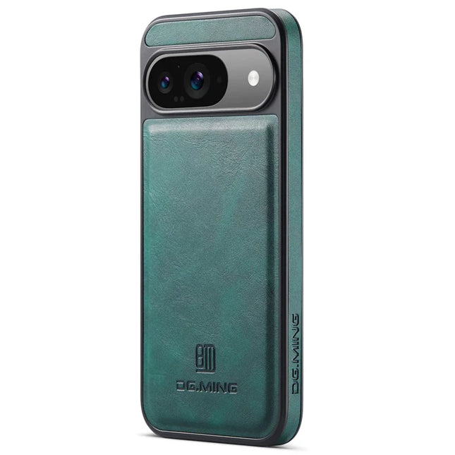 DG.MING For Google Pixel 9 Pro  /  Pixel 9 Case Anti-Drop Leather Coated PC+TPU Phone Back Cover - Green