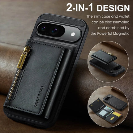 DG.MING M5 Series For Google Pixel 9 Pro  /  Pixel 9 Case Detachable Magnetic Leather Phone Cover with Card Slots