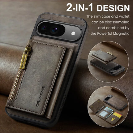 DG.MING M5 Series For Google Pixel 9 Pro  /  Pixel 9 Case Detachable Magnetic Leather Phone Cover with Card Slots