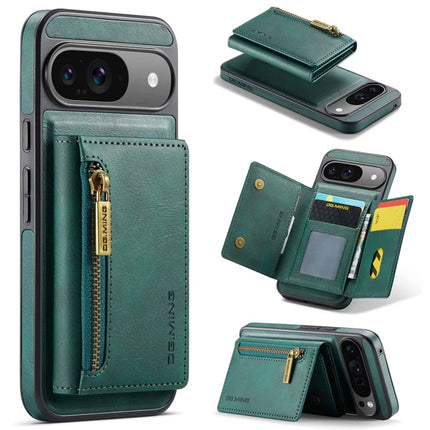DG.MING M5 Series For Google Pixel 9 Pro  /  Pixel 9 Case Detachable Magnetic Leather Phone Cover with Card Slots - Green