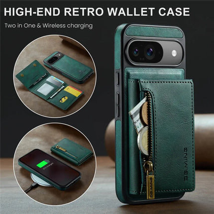 DG.MING M5 Series For Google Pixel 9 Pro  /  Pixel 9 Case Detachable Magnetic Leather Phone Cover with Card Slots