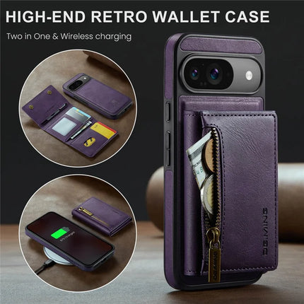 DG.MING M5 Series For Google Pixel 9 Pro  /  Pixel 9 Case Detachable Magnetic Leather Phone Cover with Card Slots