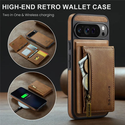 DG.MING M5 Series For Google Pixel 9 Pro XL Case Detachable Magnetic Leather Phone Cover with Card Slots