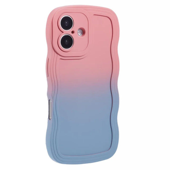 JTW Series for iPhone 16 Plus TPU Phone Case Gradient Color Rubberized Cover - Pink+Sky Blue