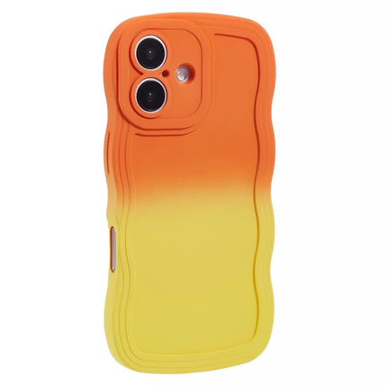 JTW Series for iPhone 16 Plus TPU Phone Case Gradient Color Rubberized Cover - Orange+Yellow