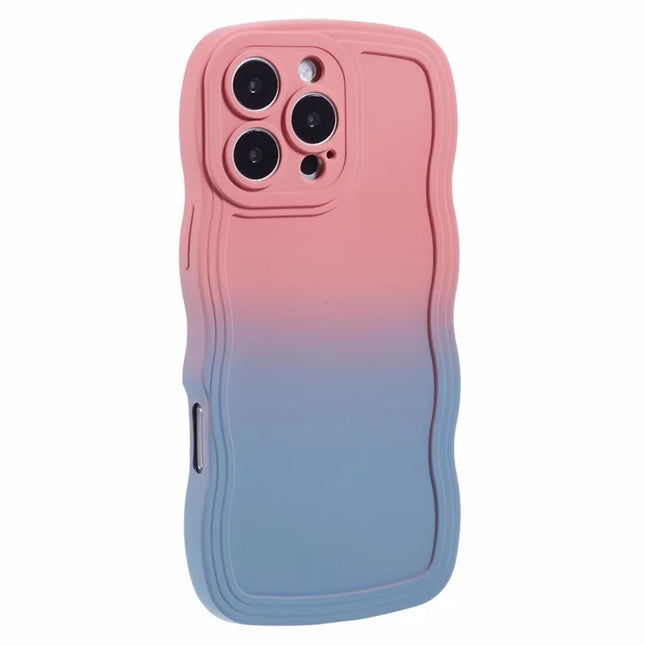 JTW Series for iPhone 16 Pro Max TPU Phone Case Gradient Color Rubberized Cover - Pink+Sky Blue