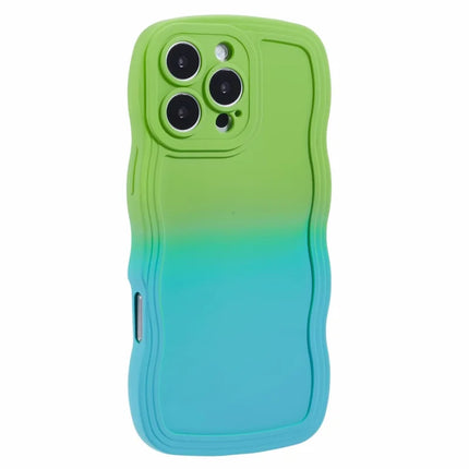 JTW Series for iPhone 16 Pro Max TPU Phone Case Gradient Color Rubberized Cover - Green+Baby Blue