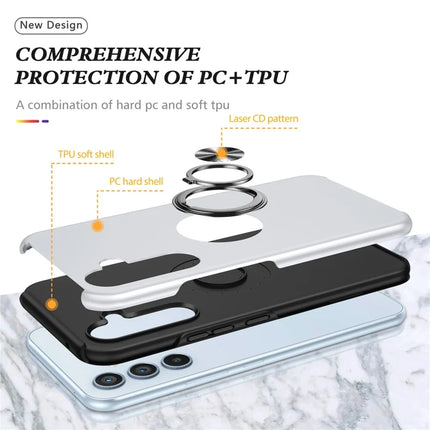 For Samsung Galaxy A16 5G / A16 4G Case PC+TPU Phone Cover with Rotatable Ring Holder