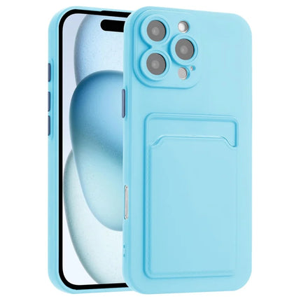 For iPhone 16 Pro Max Case Flexible TPU Phone Cover with Back Card Slot - Sky Blue