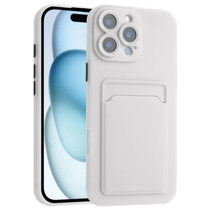 For iPhone 16 Pro Max Case Flexible TPU Phone Cover with Back Card Slot - White