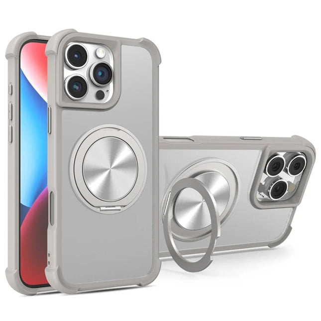 For iPhone 16 Pro Max Case Compatble with MagSafe CD Vein Kickstand TPU+PC Phone Cover - Grey