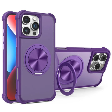 For iPhone 16 Pro Max Case Compatble with MagSafe CD Vein Kickstand TPU+PC Phone Cover - Purple