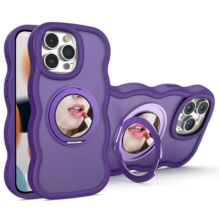 For iPhone 15 Pro Max Case Compatble with MagSafe Kickstand TPU+PC Phone Cover Built-In Mirror - Purple