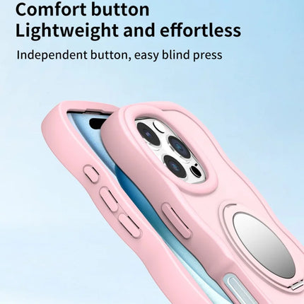 For iPhone 16 Pro Max Case Compatble with MagSafe Kickstand TPU+PC Phone Cover Built-In Mirror