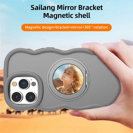 For iPhone 16 Pro Max Case Compatble with MagSafe Kickstand TPU+PC Phone Cover Built-In Mirror