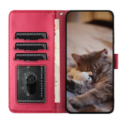 For Samsung Galaxy A06 Case with Wrist Strap Leather Phone Cover Wall Cats Pattern